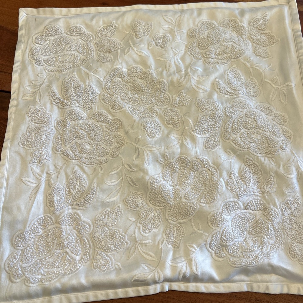 Ralph Lauren Annan Deco White 20 X 20 Throw Pillow Cover Silk read Embroidered - Picture 12 of 16